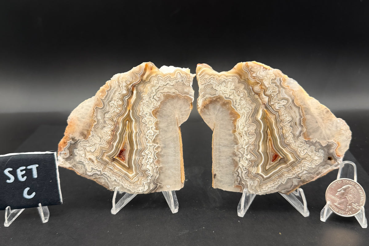 Candle Lace Agate Slab Set (Unpolished)