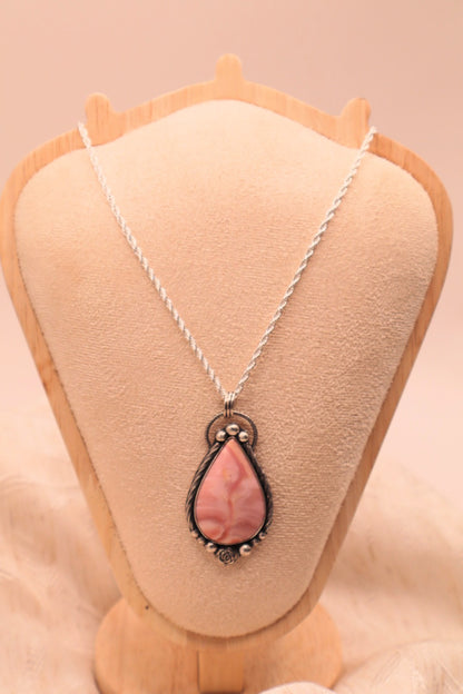 Australian Pink Opal teardrop pendant