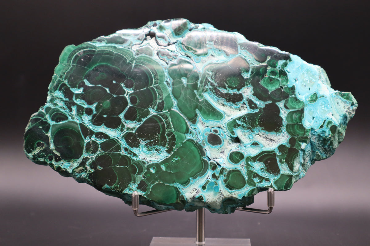 Malachite-chrysocolla slab (Polished)
