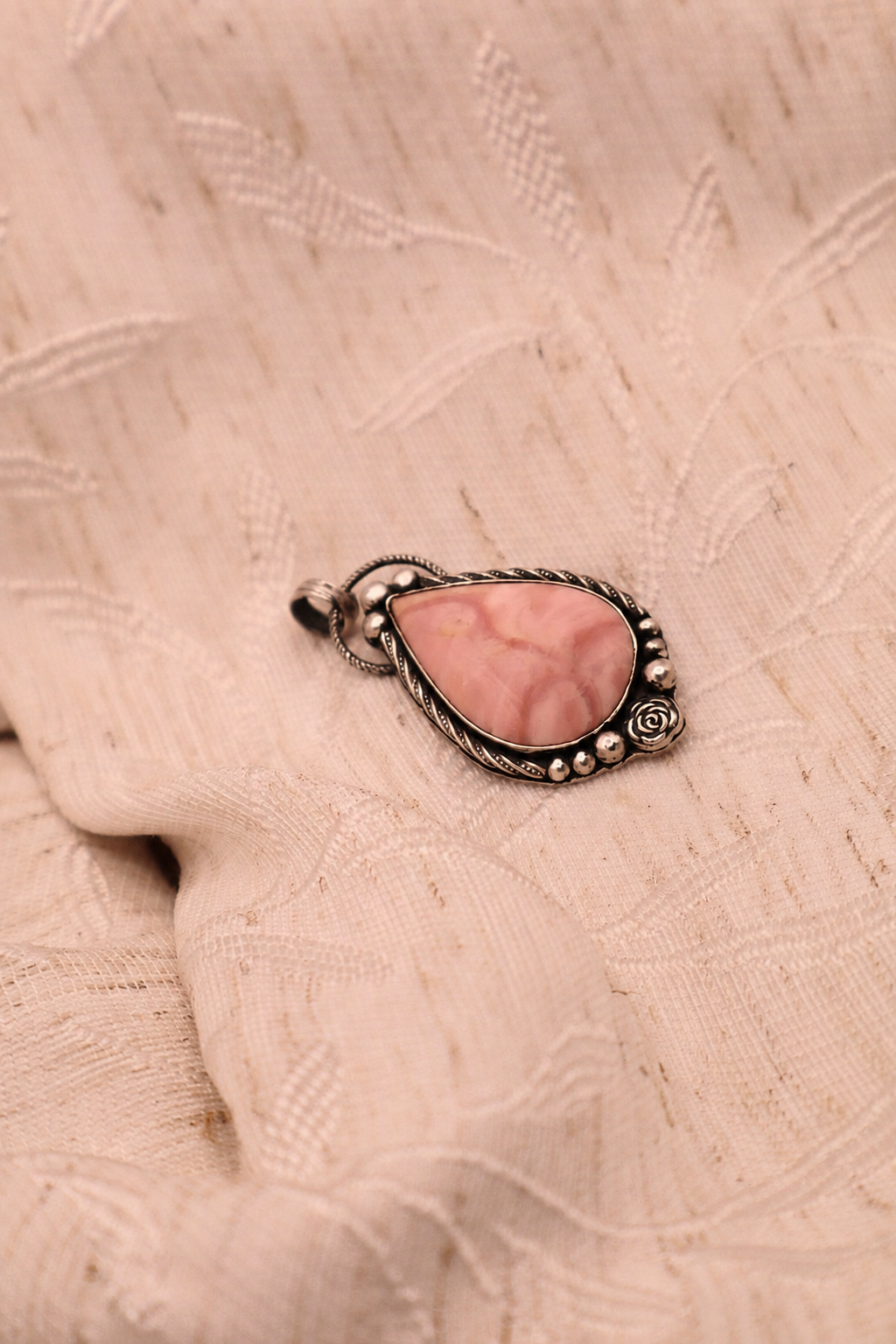 Australian Pink Opal teardrop pendant