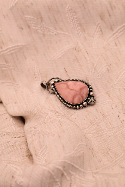 Australian Pink Opal teardrop pendant